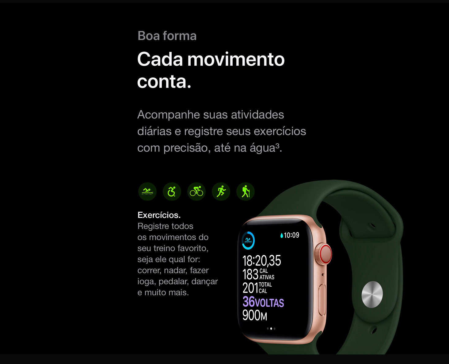  Apple Watch Series 6 (GPS) 40mm Caixa Dourada de Alumínio com Pulseira Esportiva Areia-Rosa